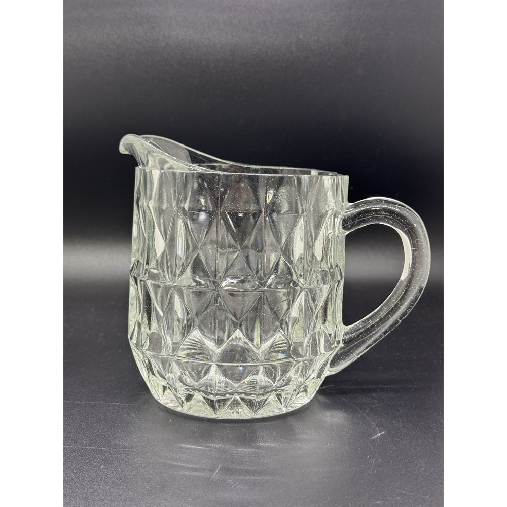 Vintage Jeanette Glass 5" Clear Windsor Diamond Depression Glass Pitcher‎